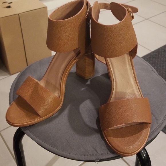 💕JOIE💕 Opal Brown Leather Open Toe Heel Shoes - Picture 7 of 8